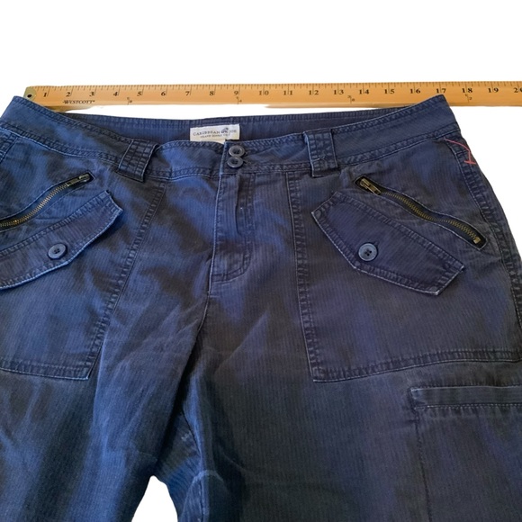 Caribbean Joe Capris Blue With Buttoned Cuff Cotton And Spandex Size 12 - Picture 5 of 10